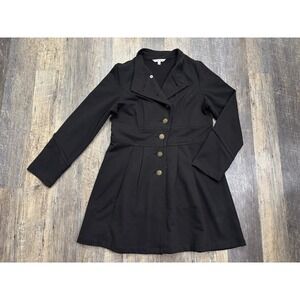 Cabi 695 Black Cotton Fit & Flare Jacket Ornate Button Coat Womens Large